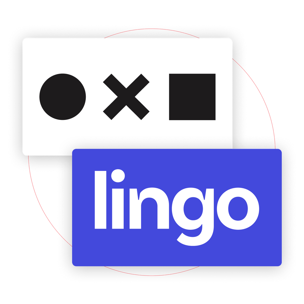 The Noun Project and Lingo Logo with a circle connecting them.