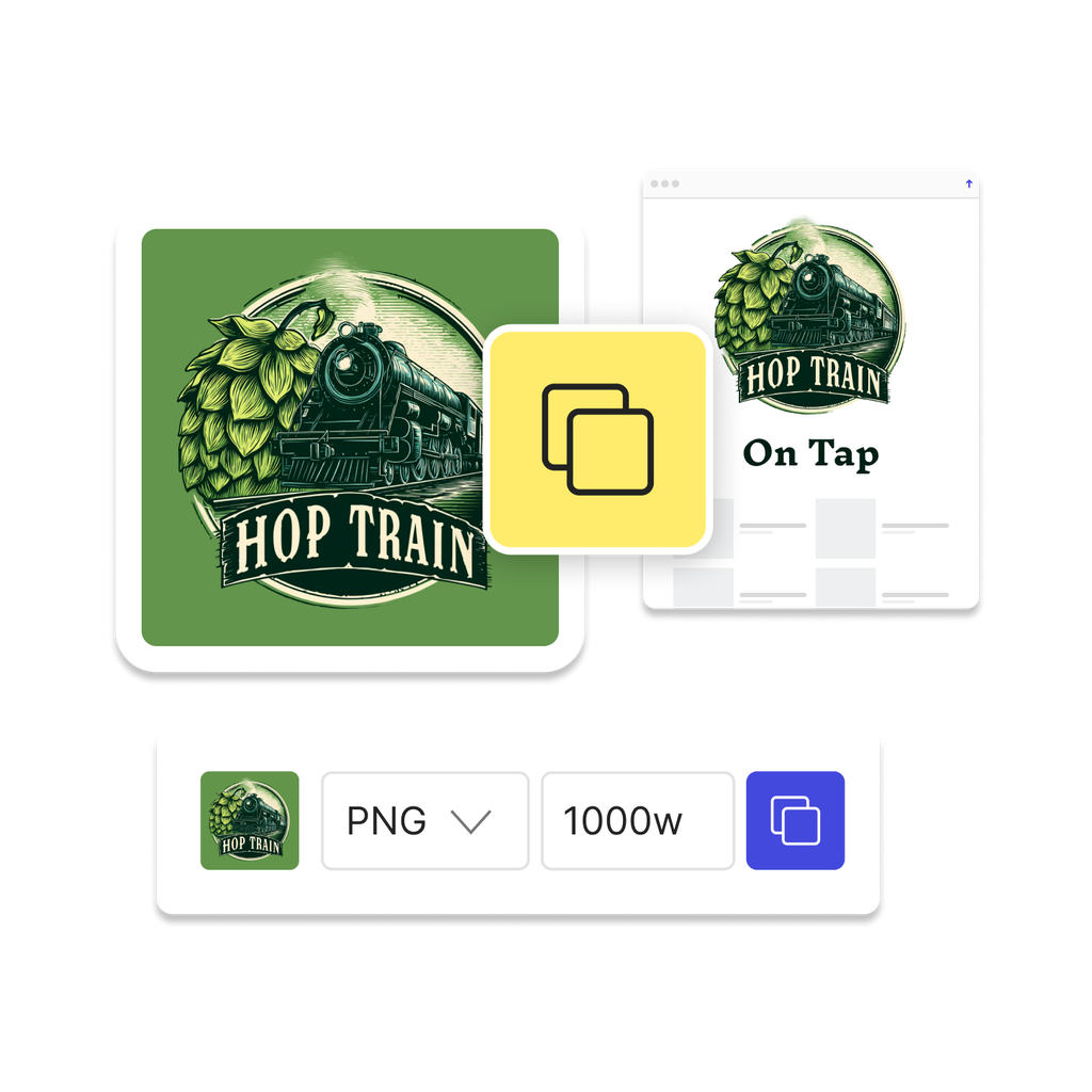 An brewery logo with options to copy the file in various formats and sizes