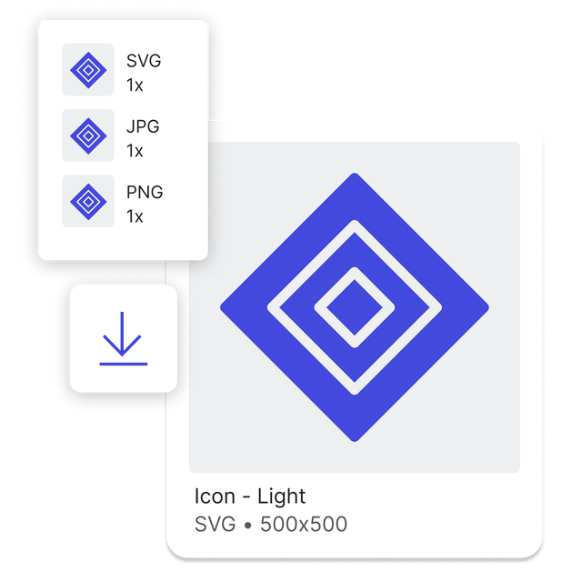 An icon with options to download the file in various formats and sizes