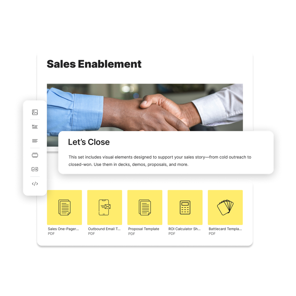 A sales portal including some contextual information along side their logo, brand color and other images.
