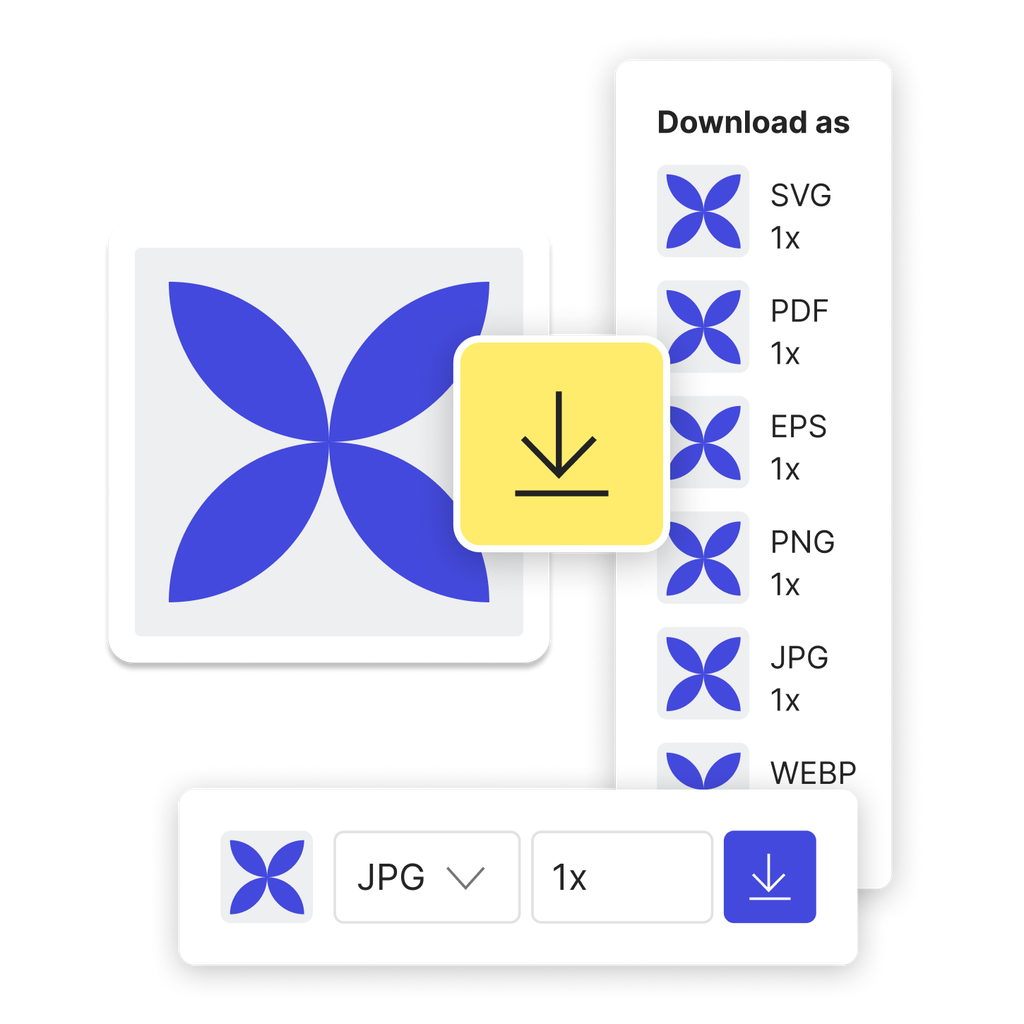 An icon with options to download the file in various formats and sizes