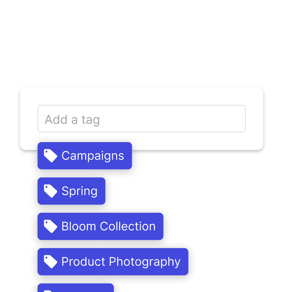 An input field with the prompt, add a tag, with tag suggestions below.