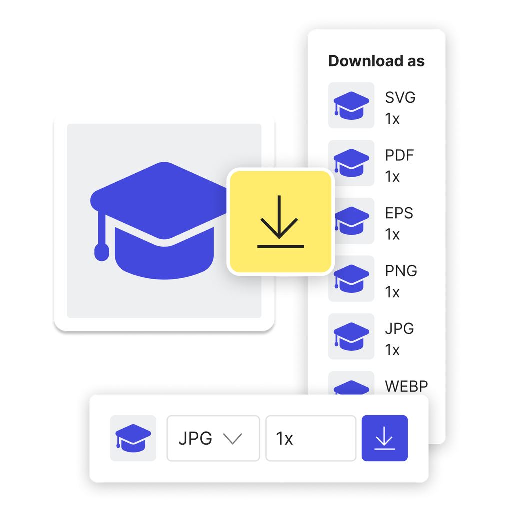 An icon with options to download the file in various formats and sizes
