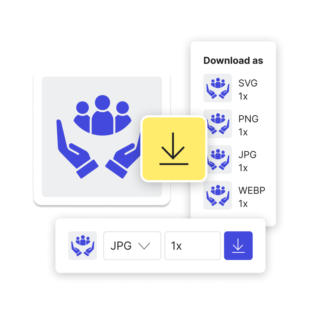 An icon with options to download the file in various formats and sizes